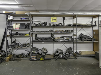 Steel Shelves with miscelanious parts.